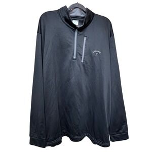 Callaway Mens Size XXL Black 1/4 Zip Long Sleeve Golf Pullover Jacket Pockets